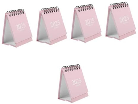 NUOBESTY 5St Tischkalender 2025 Neujahrskalender mit Spiralbindung Desktop-Pad- geburtstagskalender schülerkalender kleine Tischkalender - Papier Rosa