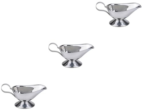 CIYODO 3pcs Gravy Boat and Saucer Sauce Boat Stainless Steel Sauce Dish for Serving Dishes