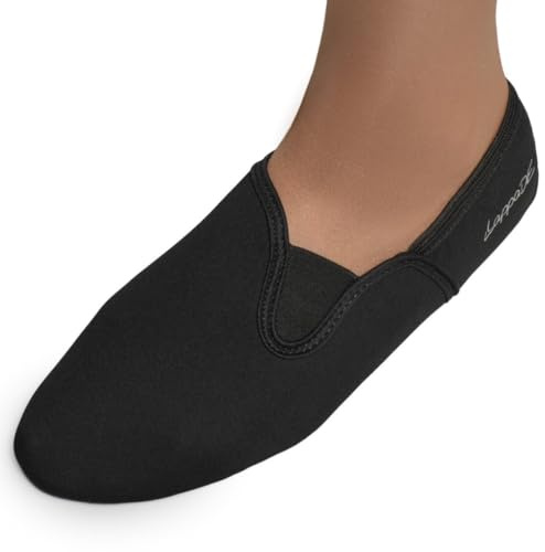 Lappade neoprenskor, gymnastikskor, voltigeringsskor, simskor, sneakers, balettskor, ballerinaskor för kvinnor, män, flickor, pojkar, med gummisula, svart, 39 EU