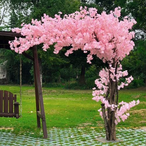 Cerisiers Roses Japonais - Cerisiers Artificiels - Simulation De Pêcher - Plantes De Jardin - Cerisier Pleureur - Superbe Arche De Fleurs pour Mariage, Arbre À Souhaits(1.8x1.5m/5.9x4.9ft)