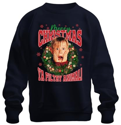 Merry Christmas Ya Filthy Animal Kevin McCallister – Home Alone jul, jul, jul, unisex, jultröja, marinblå, M