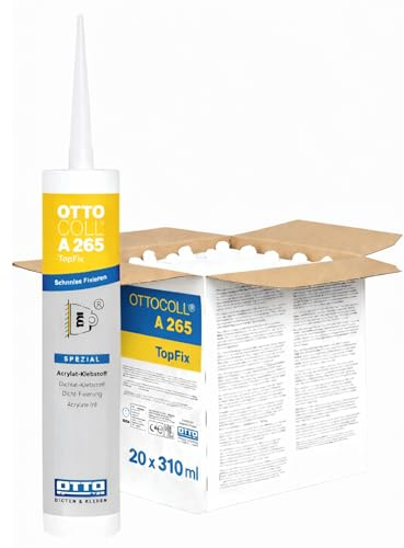 OTTOCOLL A265 TopFix 20 x 310 ml pärlvit fixeringslim monteringslim limning trä plast metall polystyren