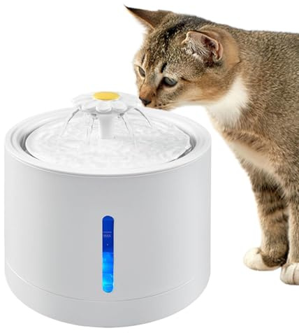 Distributeur de bol d'eau pour chat - Fontaine pour animaux de compagnie Distributeur d'eau pour chiots de 2 litres avec fenêtre LED pour les niveaux d'eau, bols d'eau potable pour chiens,