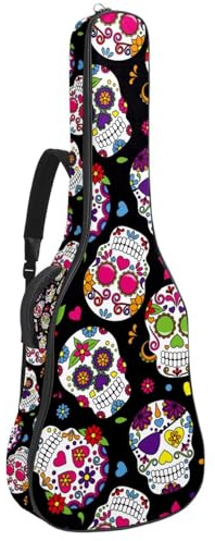 Eslifey Tasche für Akustikgitarre, Ananas, schwarz, Liebesherz, verstellbarer Schultergurt, Gitarrenkoffer, Gigbag 101,6 cm, 104,7 cm, 106,7 cm, Mehrfarbig 4, 42.9x16.9x4.7 in, Taschen-Organizer
