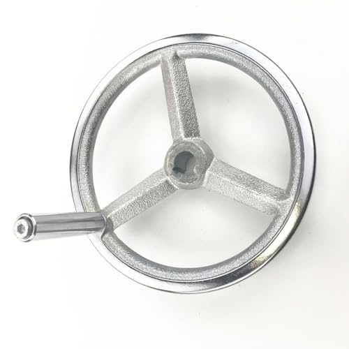 VSPLJQRXY Volante Torno 3 Radios Ø80-250mm Fundición Cromada Redondo Rueda De Mano Fresado con Mango Giratorio Desmontable para Fresadoras Esmeriladoras(250 * 25 * 8mm)