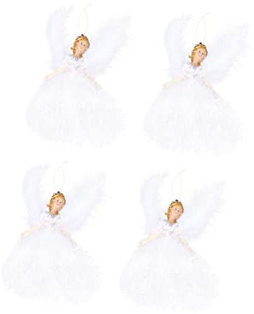 ERINGOGO 4stücke Weihnachtsengel Anhänger Plüsch Engel Puppe Hängedekor Weiß Süße Weihnachtsbaum Deko Festival Anhänger Für Junge Mädchen Geschenk