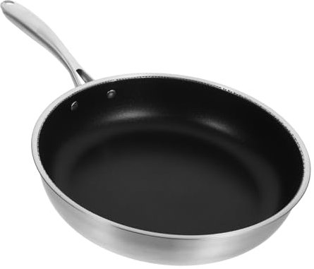 Luxshiny Padella Antiaderente Per Uova Piccola in Acciaio 30 Cm Struttura a Nido D'ape, Manico Ergonomico, Compatibile Piani Cottura a Induzione, Gas Ed Elettrici, Per Colazione e Uso Quotidiano