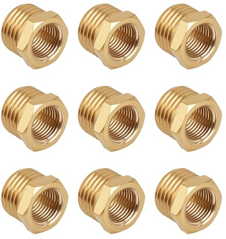 lasuroa 9pz Riduttore Esagonale in Ottone, 1/4 NPT Maschio a 1/8 NPT Femmina Raccordo Filettato Riduttore Adattatore per Impianti Idraulici Applicazioni a Gas