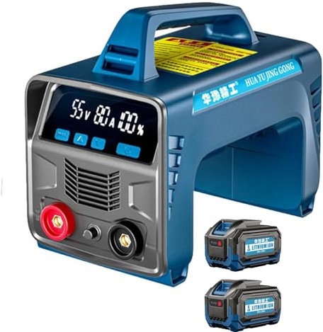 Soldador al Arco Soldadora portátil inalámbrica con pantalla LED, 2 baterías de 6000 mAh, MMA ARC, 160 A, inversor IGBT digital, 26 x 24 x 16 cm