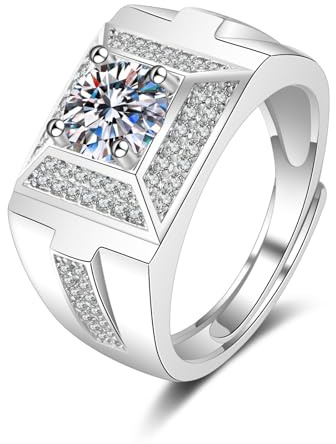 Epinki Trauringe Au375 Weiß Gold, Breite Ring Band 4 Klaue Partnerringe mit Moissanit, 9K Eheringe Echtschmuck, Silber, 72 (22.9)