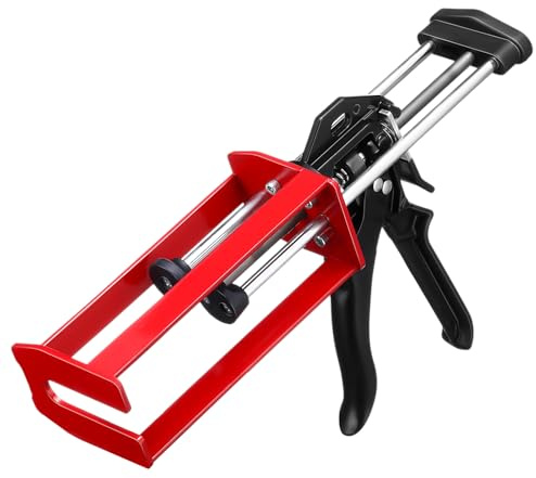 Relaxweex 1 Pcs Epoxy Gun Dual Component Caulking Gun, 200 ml / 6.75 Fl oz, Manual Double Cartridge Caulking Gunning for Panel Bonding Adhesive Applicator Fillers, Mix Ratio 1: 1 and 2: 1, Red
