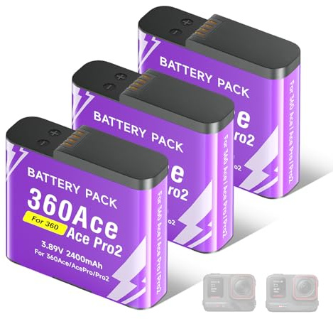 CITYORK [Confezione da 3] 2400mAh Batteria per .Insta-360. Ace/Ace Pro/Ace Pro 2 Batteria di ricambio, Batteria ricaricabile di Accessori per fotocamere sportive, Alta capacità, Facile ricambio