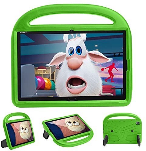 Resa med surfplatta Tablet Väska till Huawei M5 / m6 10,8 tums kiselfall For barn, For chocktäta lättviktigt droppskyddat stativ tablettfall, med handtag och kickstand(Ye?il)