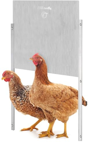VOSS.farming Hühnerklappe Tür, Hühner-Schiebetür für automatische Hühnerklappe, Alu 430 x 400mm, Hühnertür, Aluminiumklappe, extra breit