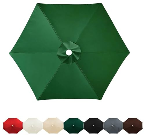 Parasol Replacement Canopy, Garden Parasol Replacement Cover, 2.0m, 3.0m, 4.0m, 6 Arms/8 Arms, Waterproof UV Protection, for Beach Garden, Umbrella, Canopy Only, Khaki(Green,2m/6-Ribs)