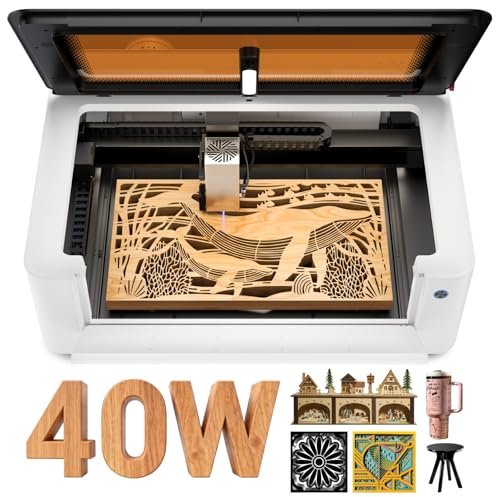LaserPecker LX2 40W Lasergraviermaschine der Klasse 1 mit 12MP 6K Kamera | 1000mm/s, 50x30cm Arbeitsfläche, Holz und Acryl schneiden, Metall markieren, gewölbte Flächen, Kleinserien, Positionssonde