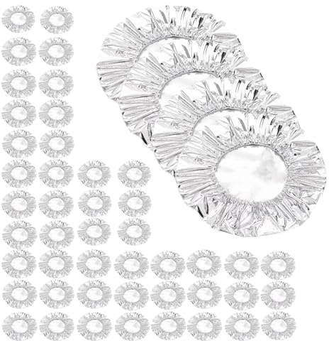 Aluminium Kitchen Foil Bowl Covers with Elastic, Reusable Food Insulation Covers, Heat Retention, Oil-Resistant, 20cm Diameter, Fits Plates, Bowls and Containers (50 PCS)