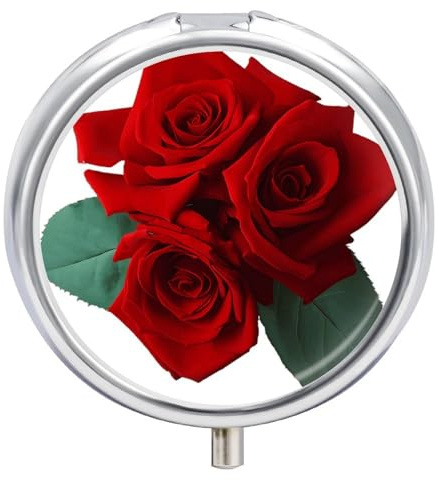 Pilulier rond gothique rose portable à 3 compartiments, exquis pilulier en métal avec fermeture à pression, boîte de rangement pour tablette, sac à main, poche, voyage et utilisation quotidienne