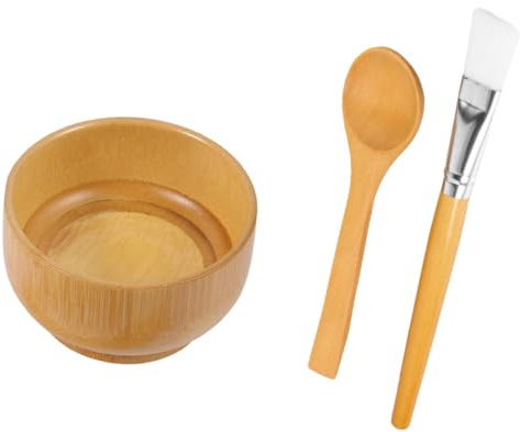 MALUGOGO 3 Stück Bambus Rührschüsselset für Selbstgemacht Hautpflege mit Sanftem Material und Kratzfreiem Design für Gesichtsmaske und Peel Anwendungen zu Hause