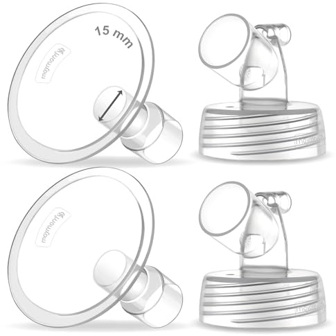 Maymom Two-Piece Wide Neck Pump Parts for Spectra S1/S2 Pumps; Incl Wide Mouth Flanges; Not Original Spectra Flange (15 mm Two Flanges)