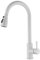 EGSO Robinet Cuisine Blanc Mitigeur Cuisine avec Douchette Extractible pivotant à 360°, Robinet d'Évier à Arc Élevé pulvérisateur escamotable 2 Modes, Acier Inoxydable