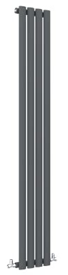 Anthracite Vertical Radiator 1600x236mm Oval Single Panel Column Designer Radiator Central Heating