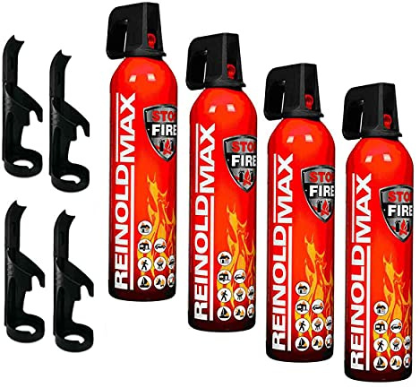 4X 750 ml Premium Feuerlöschspray Auto Feuerlöscher Feuerlösch Spray für Fettbrände Wohnung Camping Grillen