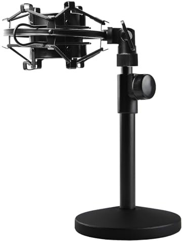 Rigych AT2020 Supporto per Microfono da Tavolo Regolabile in Altezza, con Supporto Antiurto in Metallo, Base in Metallo Ponderato, per Mic Audio Technica AT2020 AT2020USB AT2020USB+ AT2035
