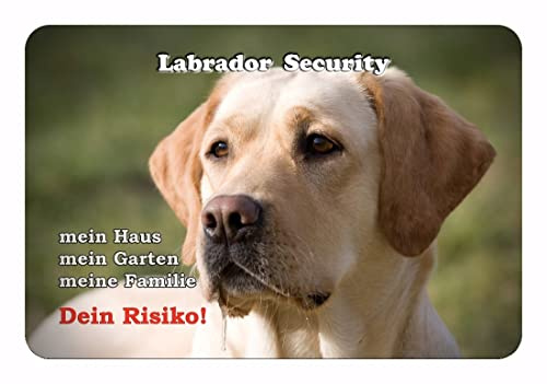 Merchandise for Fans Warnschild - Schild 20x30cm Motiv: Labrador Retriever Security (04)