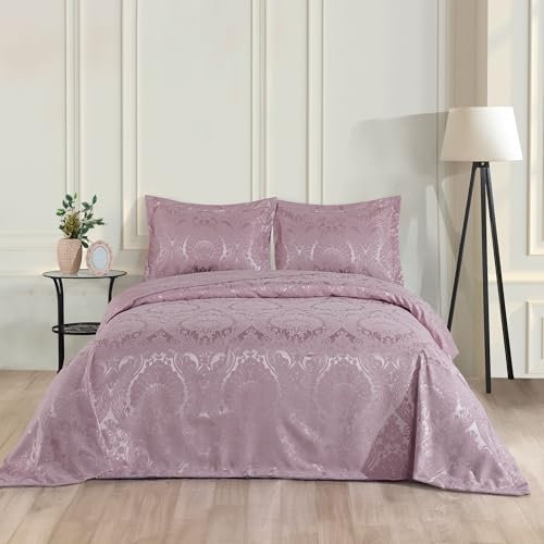 Elart Gemustert Jacquard Chenille Stoff Bettdecke Set | Moderne Und Weich Bettüberwurf | Komfortabel Sehr Langlebig Dünne Tagesdecke 220x240 Und 2 Kissenbezug 50x70 cm | Maschinenwaschbar