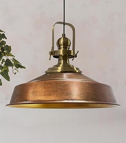 bamyum Asletl Küchenlampe Industrial Metall Ø41cm, Küchenlampen Hängend Vintage, Hängelampe Esstisch, Pendelleuchte Kupferfabre, Wohnzimmerlampe Hängend, Pendelleuchte Esstisch Vintage