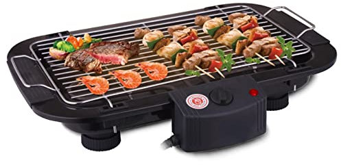 Anoudon Barbacoa eléctrica sin humo, 2000 W, control de temperatura, barbacoa interior para hamburguesas, mariscos, carne, panqueques