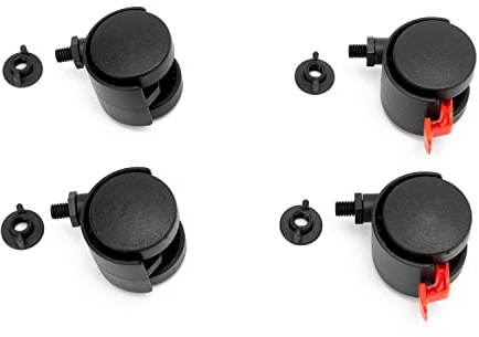 STEY ACCESORIOS Ruedas para muebles de oficina (4 Unidades), 2 ruedas con freno y 2 normales, giratorias, para muebles, rosca metrica M-6