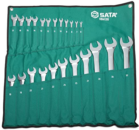 SATA 23-teiliges 12-Punkt-Ringschlüssel-Set | metrische Größen 6 mm – 32 mm | Eckbelastung | ST08413G