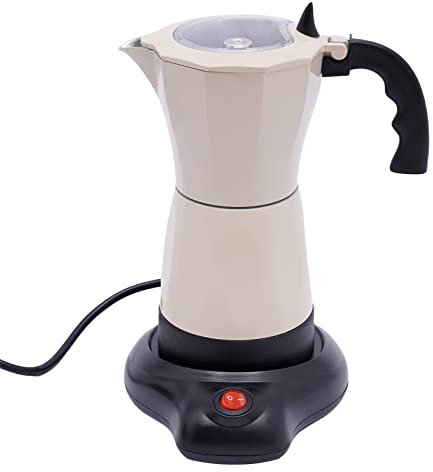 NadineDutol Macchina da caffè elettrica da 300 ml, per espresso, per 6 tazze, per moka a gas, fornelli elettrici e in ceramica (beige)
