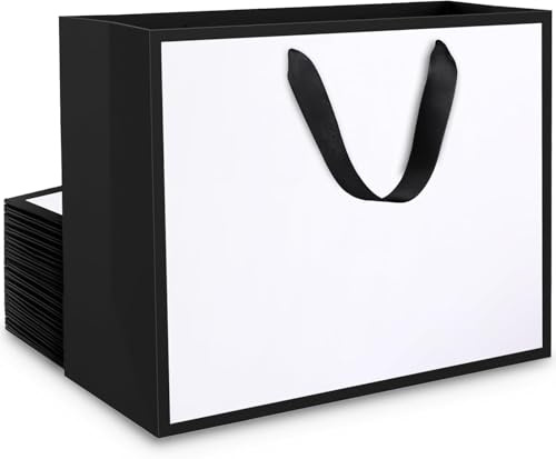 EUSOAR Papiertüten Weiß - 20 Stück Papiertüten mit Henkel - 230GSM Geschenktüten Papier - L 32x11.5x28cm Papier Tüten Groß Tragetaschen mit Tragegriffen - Geburtstagstüten Mitgebsel Tüten