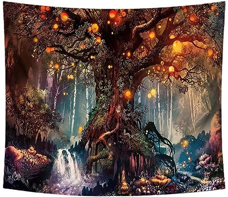TNSRAY Tenture Murale Arbre de la Vie, Arbre de Vie Tapisserie, Tapisserie Psychédélique d'eau sous Arbre Ancien,Tapestry Murale de Fée Décoration Tenture Couverture pour Chambre Salon(150x100cm)