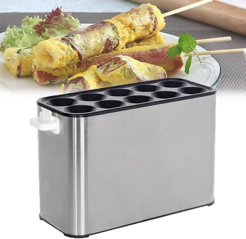 ZJGFCB 10 Tube Fully Automatic Electric Egg Roll Maker Omelette Maker Egg Sausage Hot Dog Roll Maker Egg Burger Pan