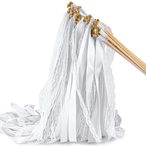 ZUYIST 20 Stück Wedding Wands mit Glocke,Zauberstäbe Hochzeit Luftschlangen | Romantic Zauberstäbe Hochzeit Luftschlangen Deko für Hochzeiten Geburtstage Partys Feiertagsfeiern Verwende