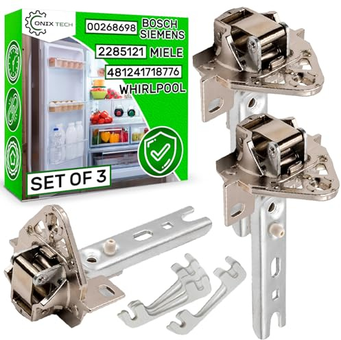Set 3 Scharniere und 6 Scheiben zum Kühlschrank Tür 00268698 für Bosch | 2285121 für Miele 481241718776 für Whirlpool - Garantie 5 Jahre - ONIX TECH