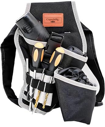Copechilla Werkzeugtasche für akku-bohrmaschine mit verstellbarem gürtel,Werkzeugtasche für akkuschrauber mit nagelpaket für Bohrer,Mehrere Taschen verdicktes Oxford-gewebe haltbar und robust