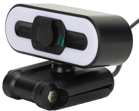 Webcam 4K, Webcam con Microfono Integrato, Copertura Privacys, Luce di Riempimento Super Luminosa, Fotocamera PC USB per Computer Portatile, per Insegnamento Online, Videochiamate