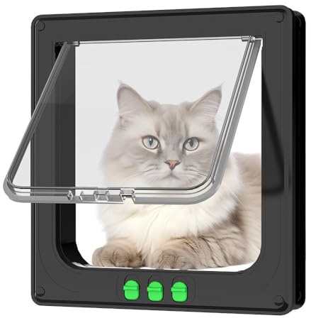 Upgrade cat and dog flap, 2 ways in and out - Indoor and outdoor pet door, Can control the direction of entry and exit (Black, XL)