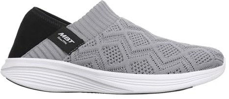MBT M2600 Slip On Zapatillas de Deporte para Mujer sin Cordones. Deportivas Caminar Anatómicas y Cómodas. Calzado Fisiológico Confort y Estabilidad con Suela Curva. Sneakers Modernas. Color Gris