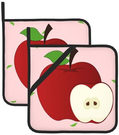 WHJYYXDE Set di 2 presine da 20,3 x 20,3 cm, isolamento resistente e anti-scottature, tessuto impermeabile, motivo fattoria rossa con motivo di frutta rossa