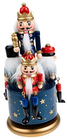 CAXUSD Spieluhr Aus Holz in Nussknackerform Als Weihnachtsschmuck Kleines Musikalisches Schmuckstück Für Tischdeko