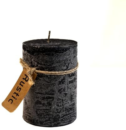 Kerze Rustic schwarz Ø 7cm x 10cm Stumpenkerze dekorative Haushaltskerze Unparfürmiert
