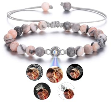 Jovivi Personalisiertes Armband mit Foto Bild Projektion Armband 100 Sprachen Ich liebe dich Armband Fotoarmband für Herren Damen Freundschaftsarmbänder Personalisierte Geschenke