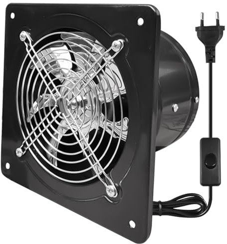 Silkwish Badlüfter Fan 150mm Durchmesser mit Schalter - Leiser Abluftventilator 525m³/h mit Rücklaufklappe - Leistungsstarke Wandventilator mit EU-Stecker für Küche Badezimmer Garage Untergeschoss
