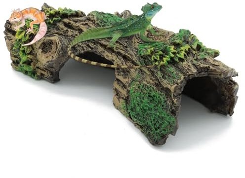 CHAOTEMAI Aquarium Deko 14cm x 6cm x 5.5cm Terrarium Deko HöHle Aquarium Cave Dekoration Mit GrüN Gras FüR Fische Garnelen Verstecken Harz Zubehör Harz Höhle Mountain View